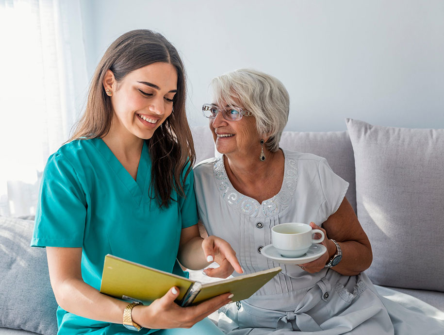 A Bright Night Sky Care Services support worker with a participant